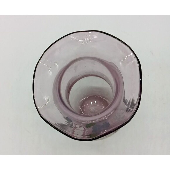 Vintage Fenton Amethyst Purple Glass Floral Hand Painted Vase - Picture 6 of 7